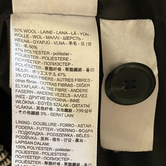 Levi's Women Houndstooth Cocoon Long Wool Blazer Jacket Size Medium Black FA EXC - Picture 9 of 12